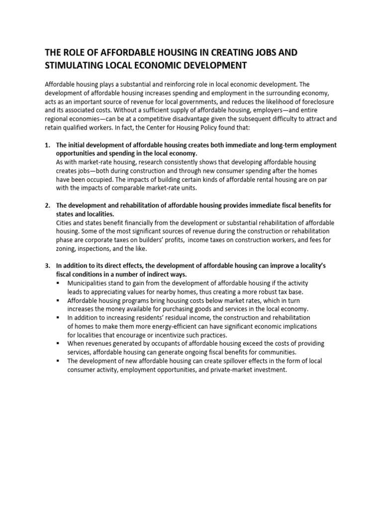 Affordable Housing's Economic Impact | PDF | Affordable Housing | Taxes