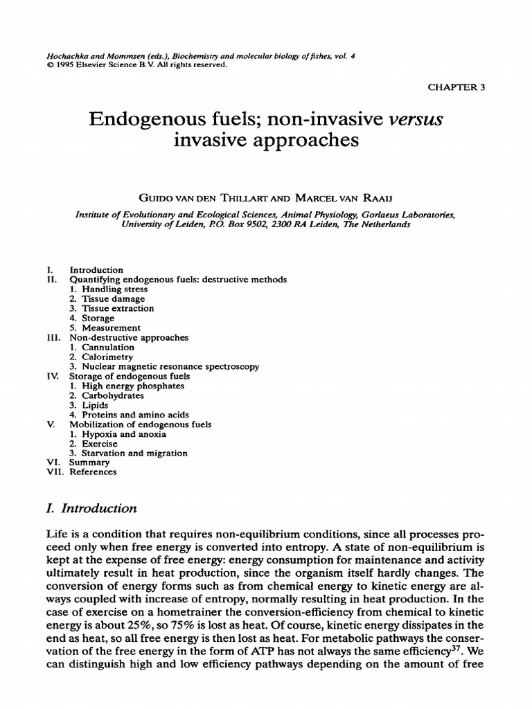 Chapter 3 Endogenous Fuels Non Invasive Ve 1995 Biochemistry and ...