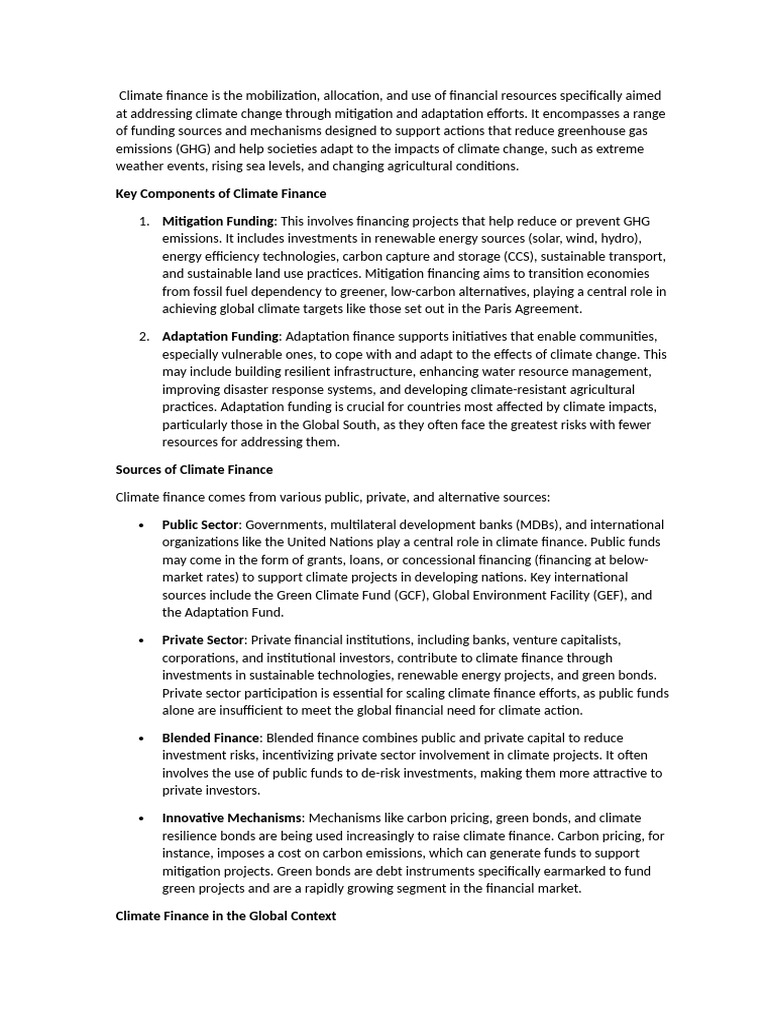Understanding Climate Finance Essentials | PDF | Climate Change ...