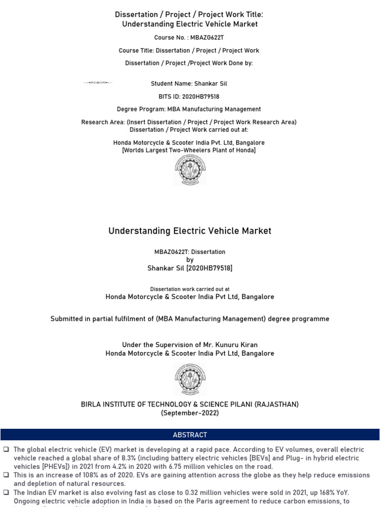 Final Report | PDF | Electric Vehicle | Electric Car