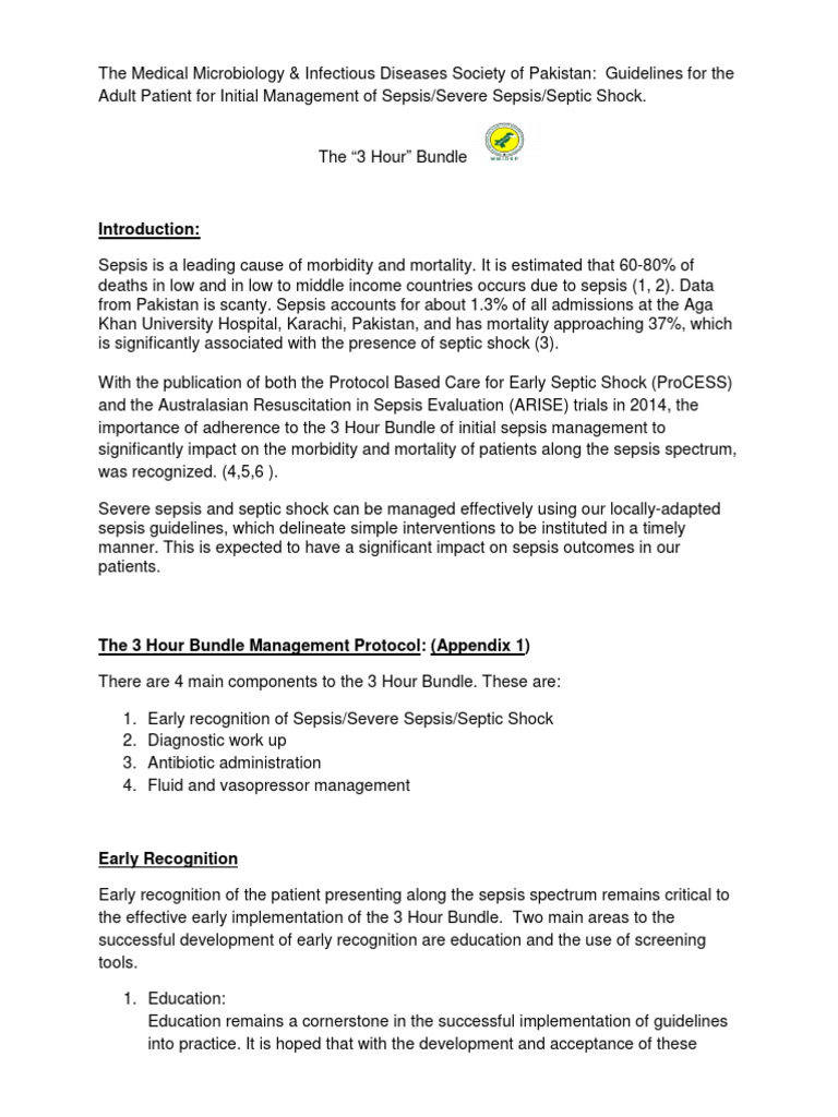 Sepsis Management Guidelines for Adults | PDF | Sepsis | Shock ...
