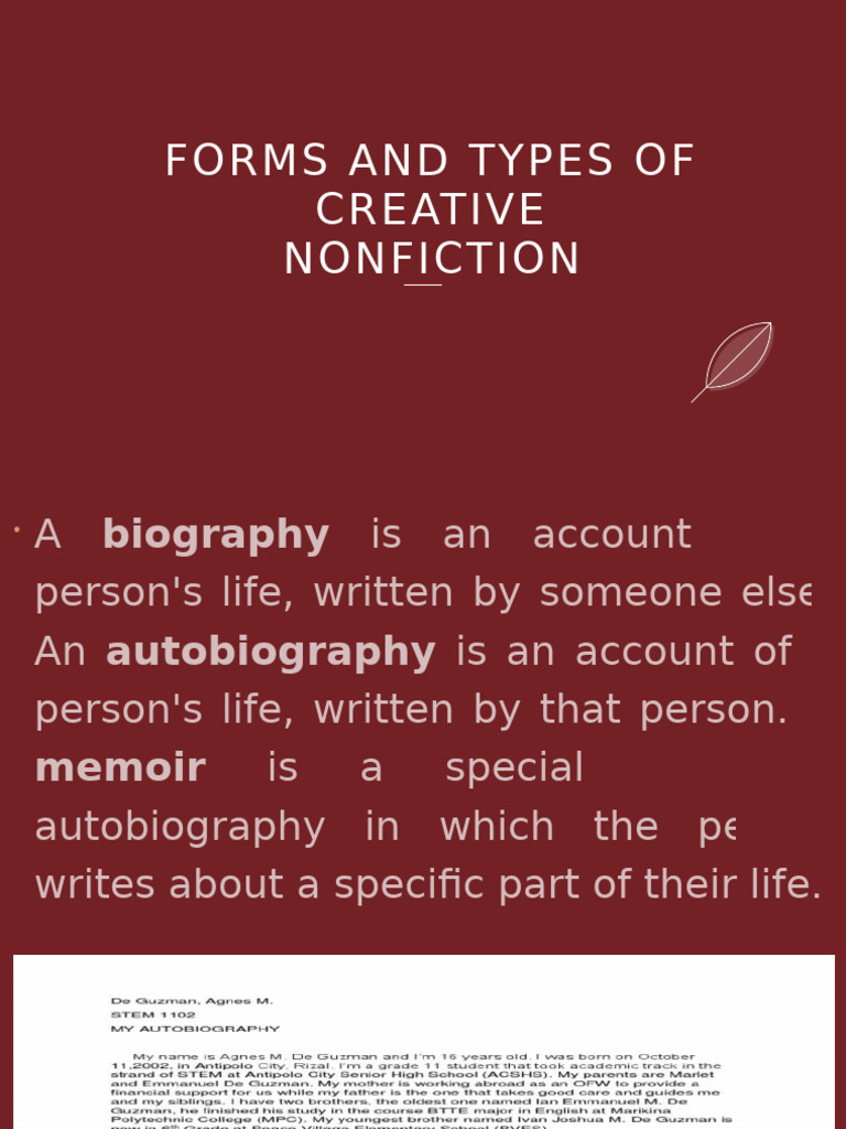 Types of Creative Nonfiction Explained | PDF | Blog | Testimony