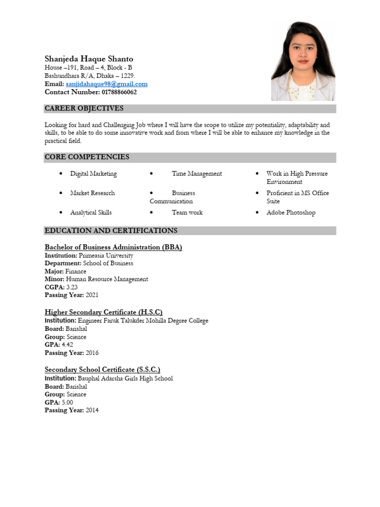 Resume-of-Sanjeda Haque Shanto | PDF