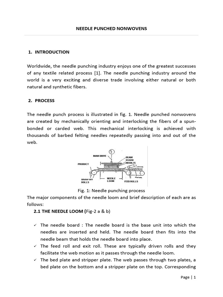 Needle Punching Punched Nonwovens | PDF | Nonwoven Fabric | Materials