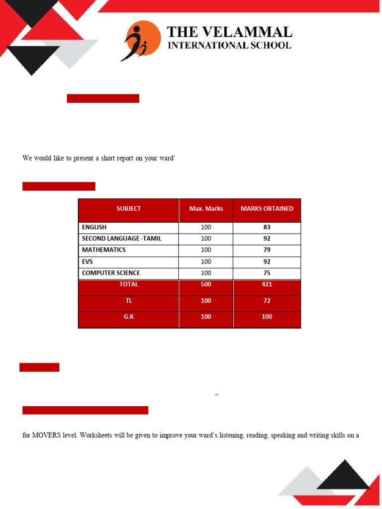 Grade 3 Sa 1 One Page Report | PDF | English Language | Reading ...