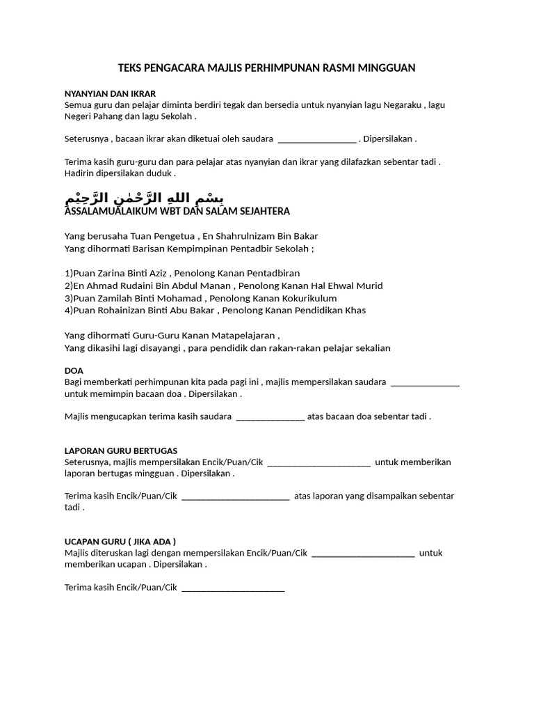Teks Perhimpunan Rasmi | PDF