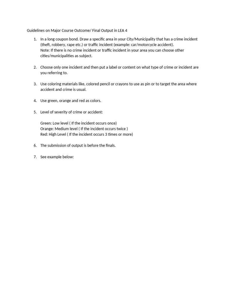 Guidelines On Major Course Outcome in LEA4 | PDF