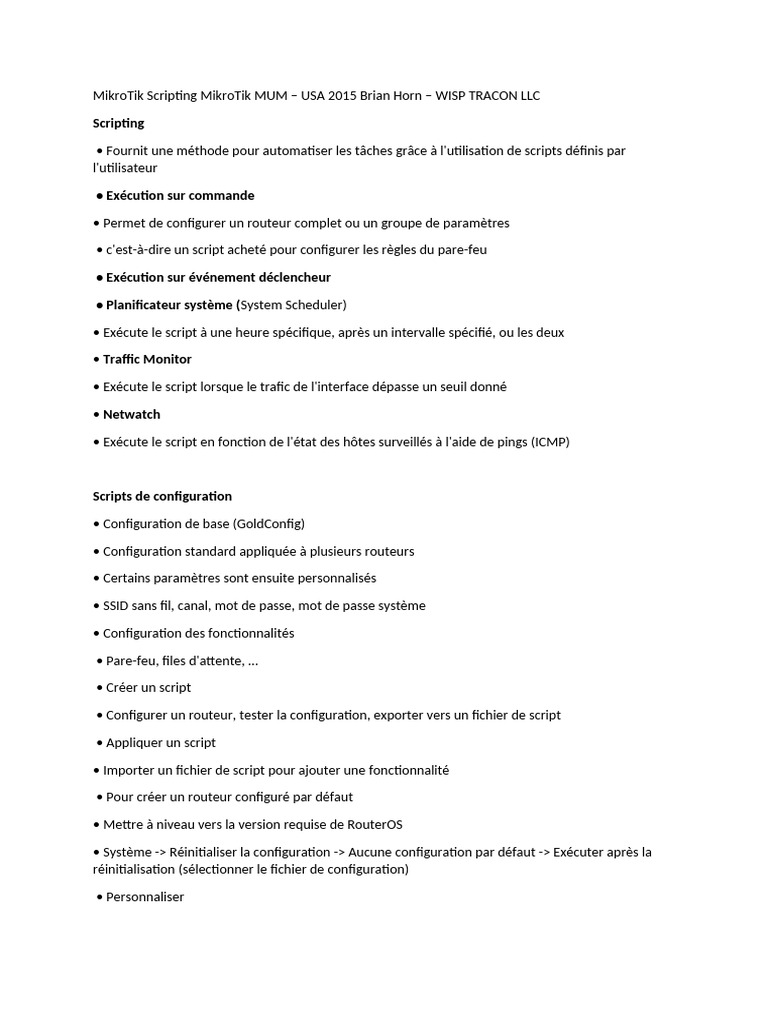 Scripts de Scripting MikroTik Essentials | PDF | Langage de script ...