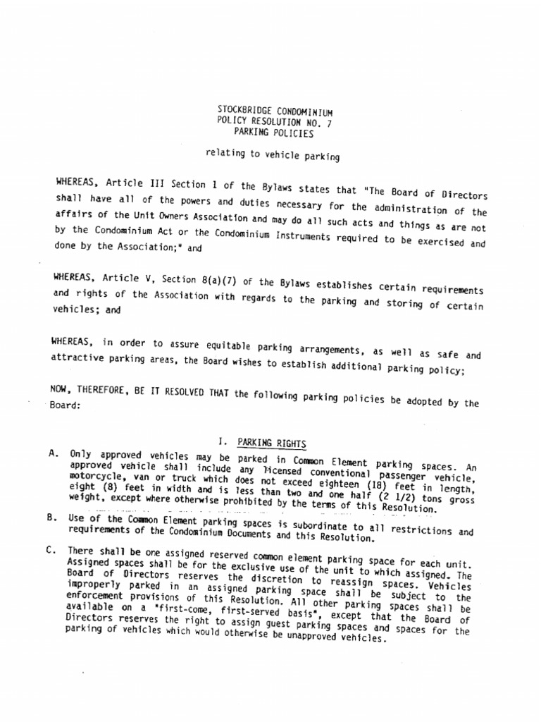 STKB Policy Resolution No.7 Parking Policies | PDF | Vehicles | Trailer ...