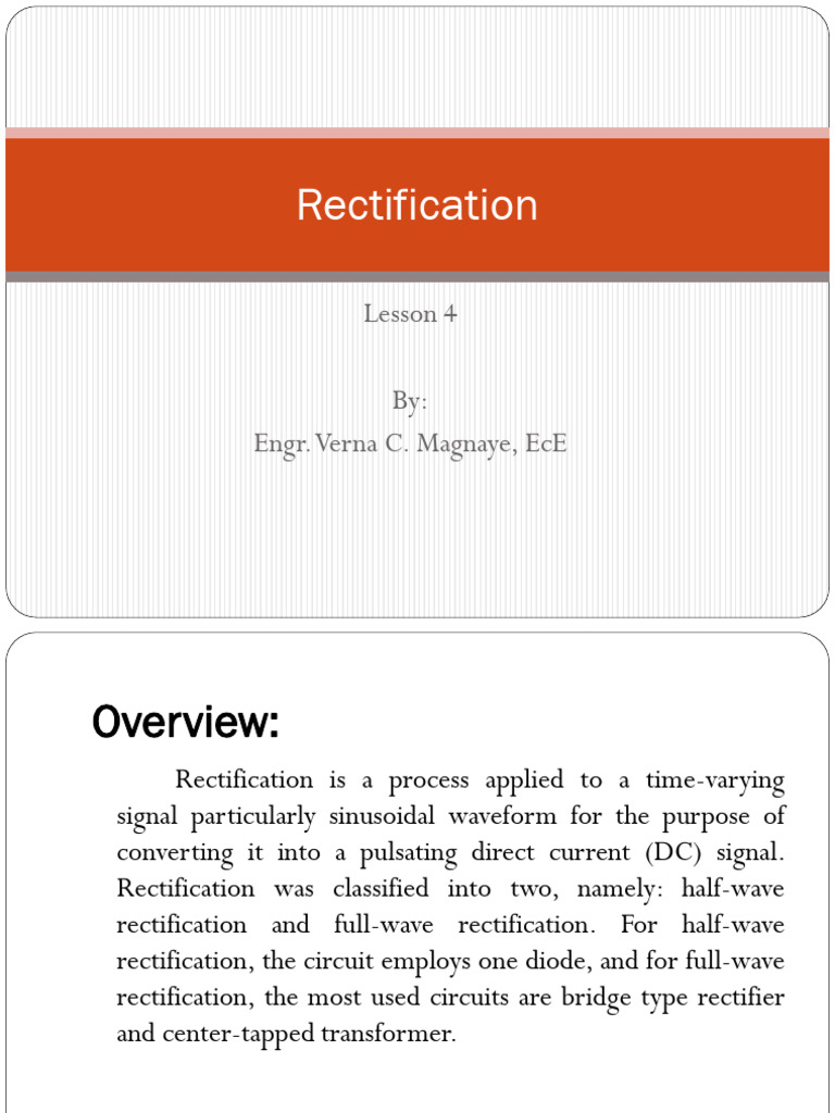 Lesson 4 - Electronics1 | PDF | Rectifier | Diode