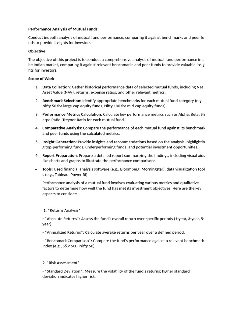 Mutual Fund Performance Analysis Excel