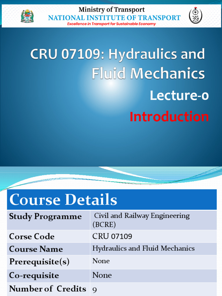 Hydraulics and Fluid Mechanics Course Overview | PDF | Fluid Dynamics ...