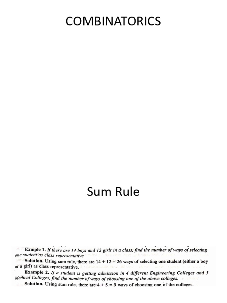Combinatorics: Rules & Recurrence Relations | PDF