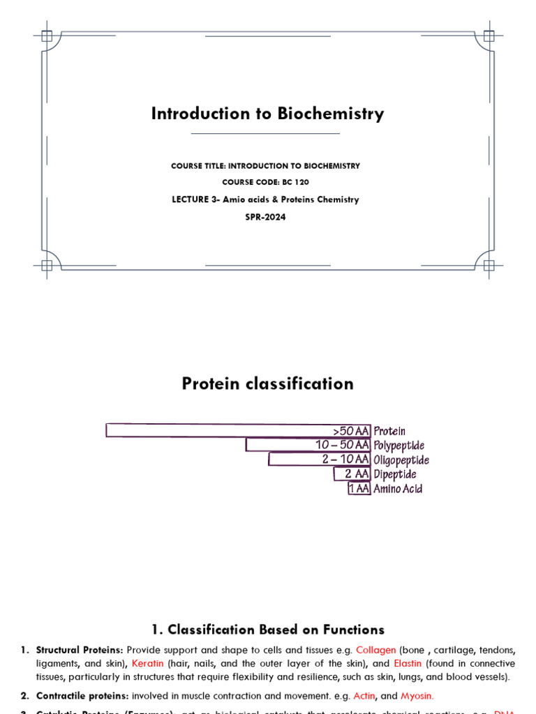 Protein Classification and Structure Overview | PDF | Protein Structure ...