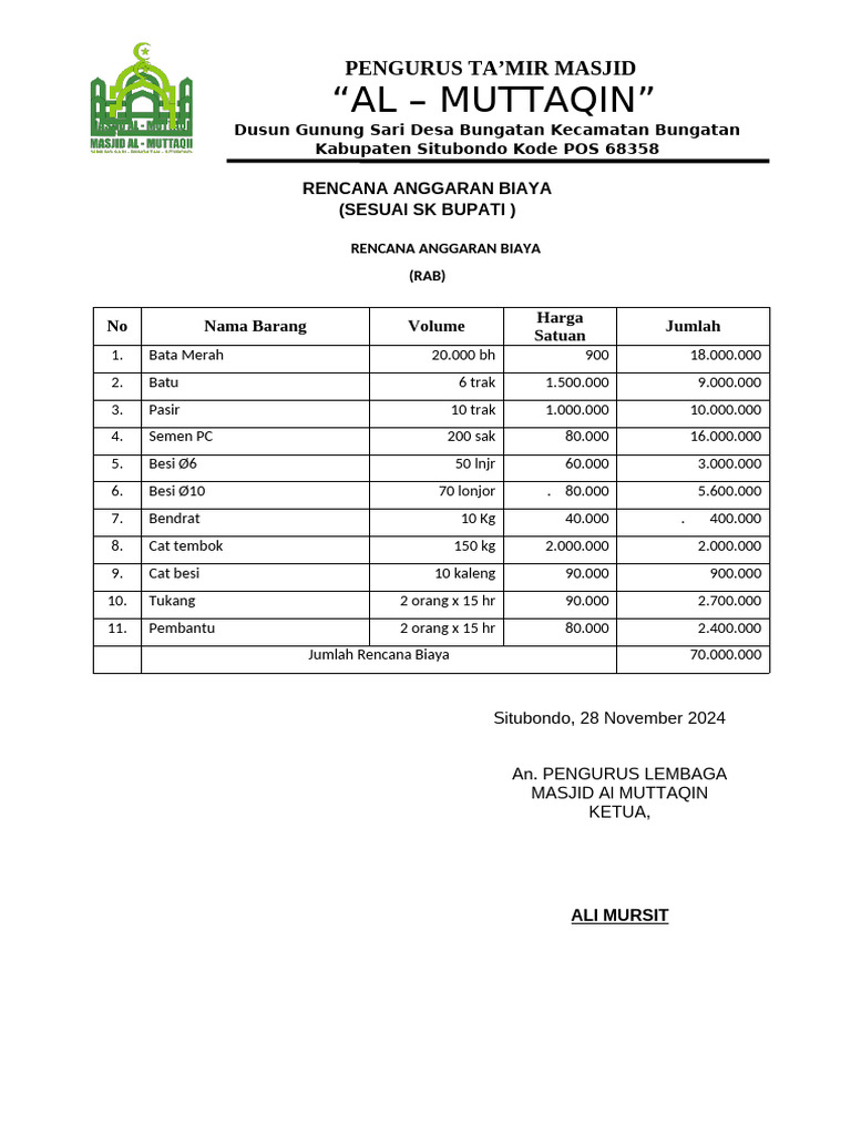 RAB PAGAR MASJID Indo | PDF