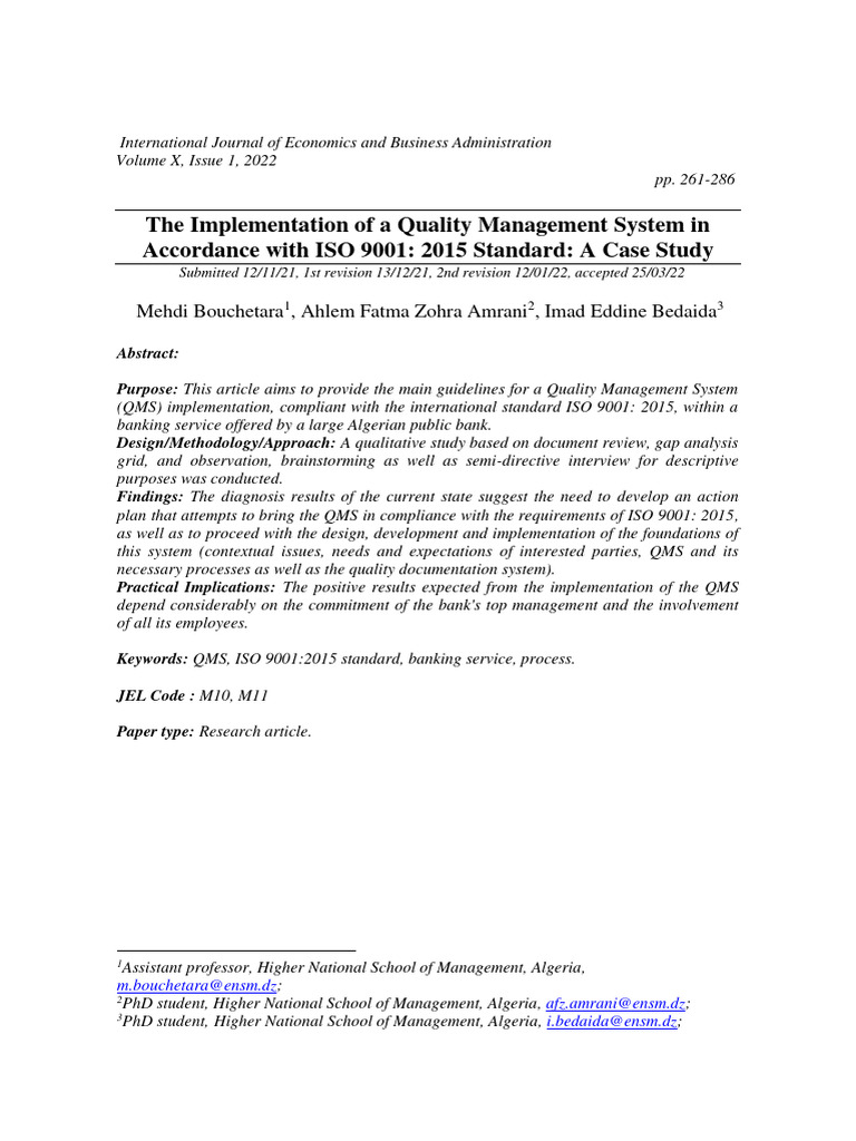 The Implementation of A Quality Manageme | PDF | Quality Management ...