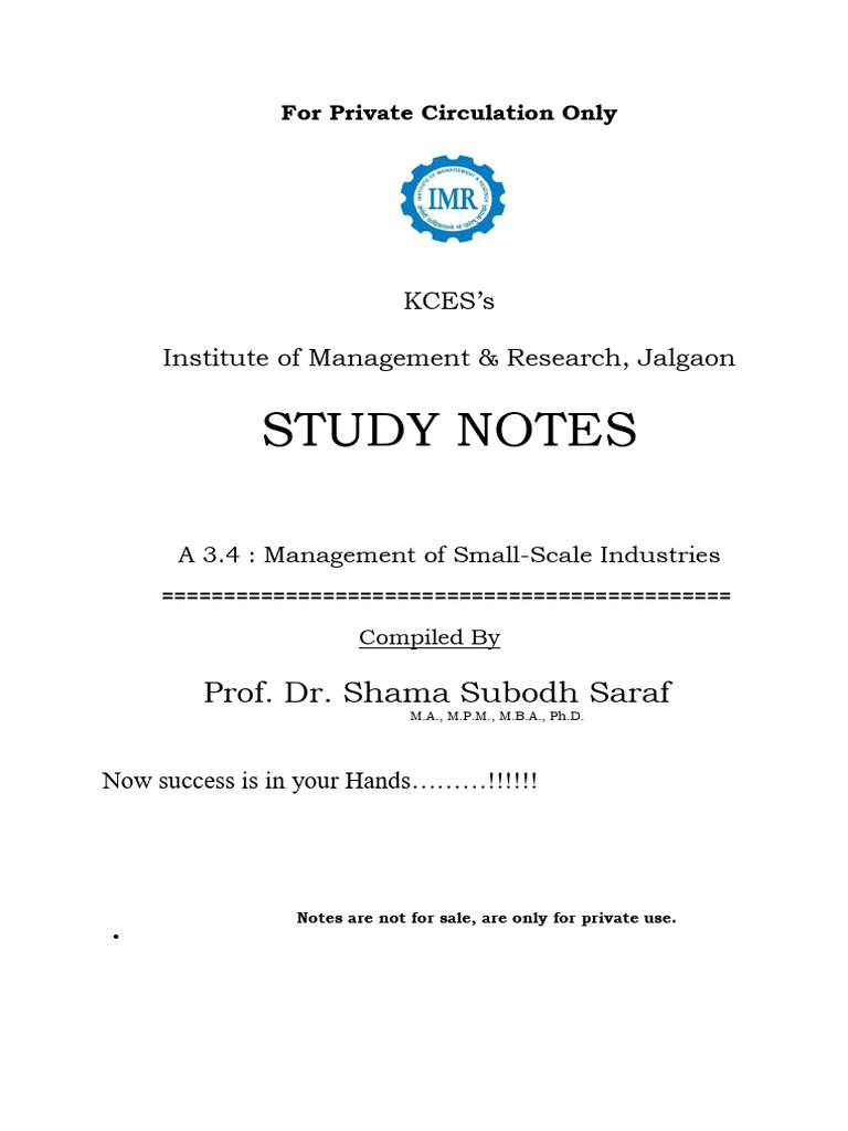 Management of Small-Scale Industries | PDF | Entrepreneurship | Caste