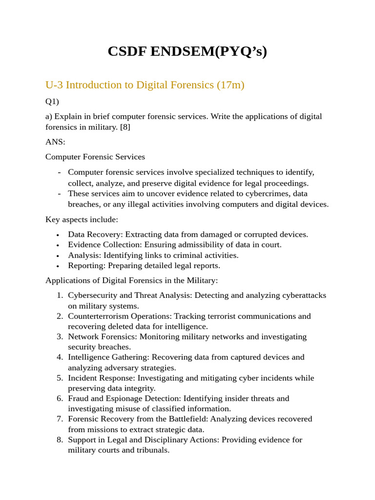 CSDF Endsem | PDF | Computer Forensics | Digital Forensics