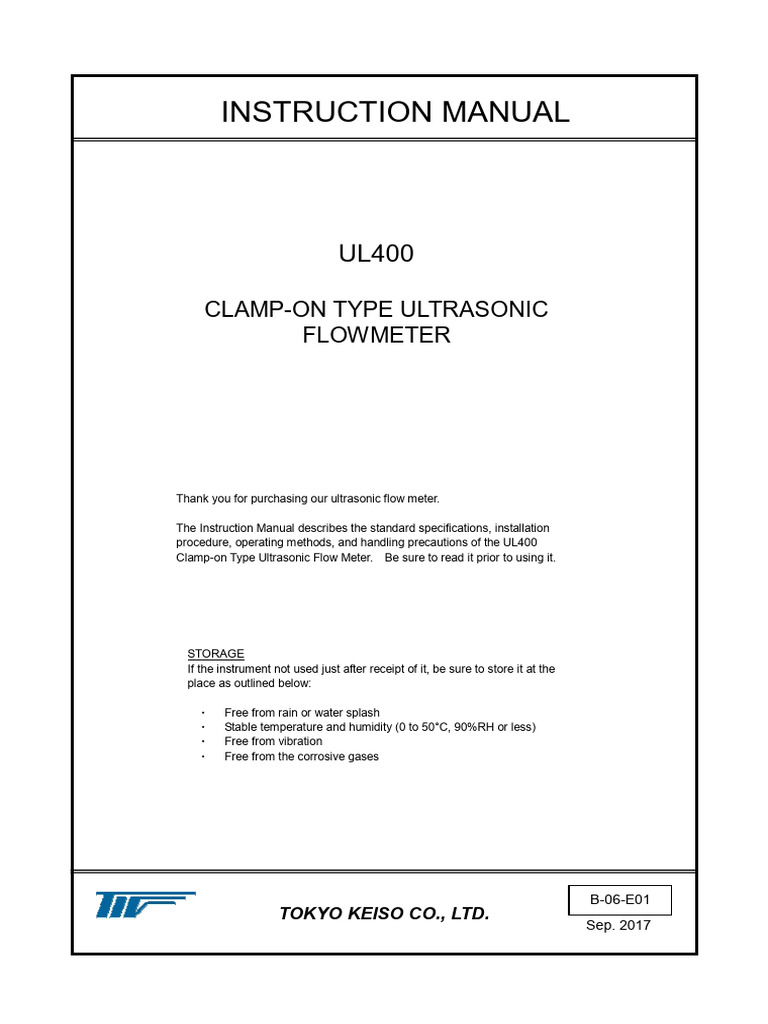 Clamp-On Ultrasonic Flow Meter Guide | PDF | Power Supply | Flow ...