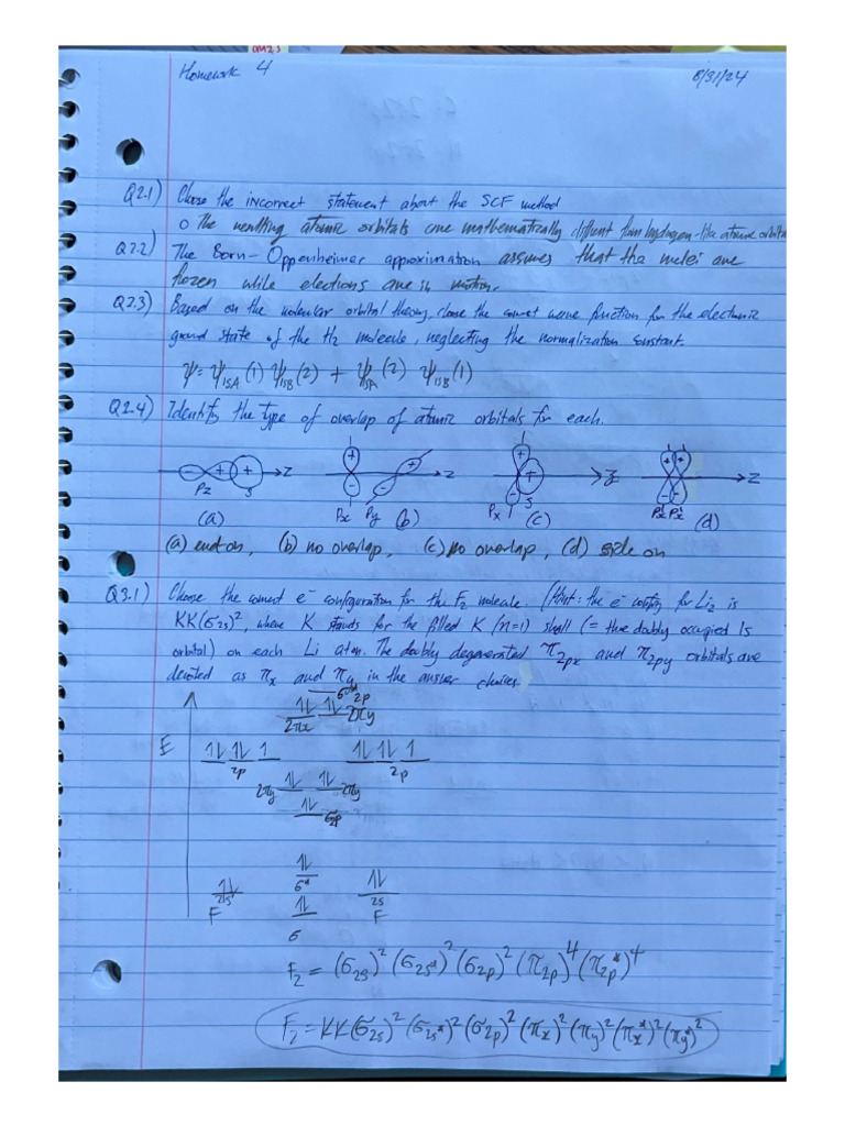 Chem 107B Homework 4 | PDF