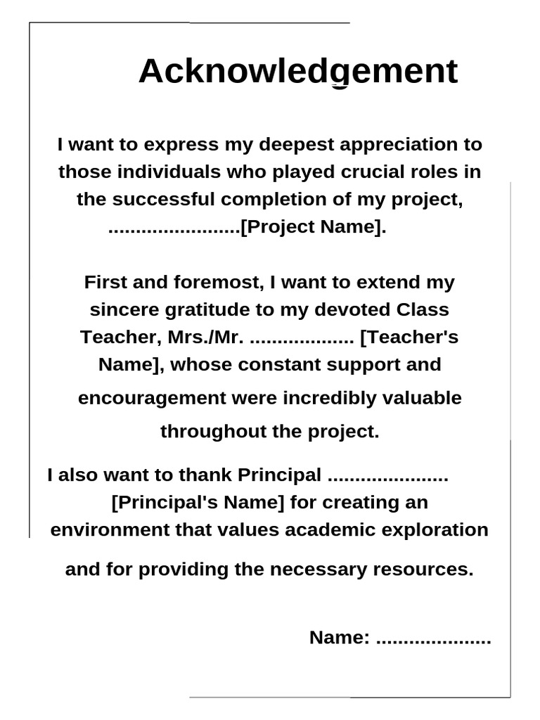 Acknowledgement School Project | PDF