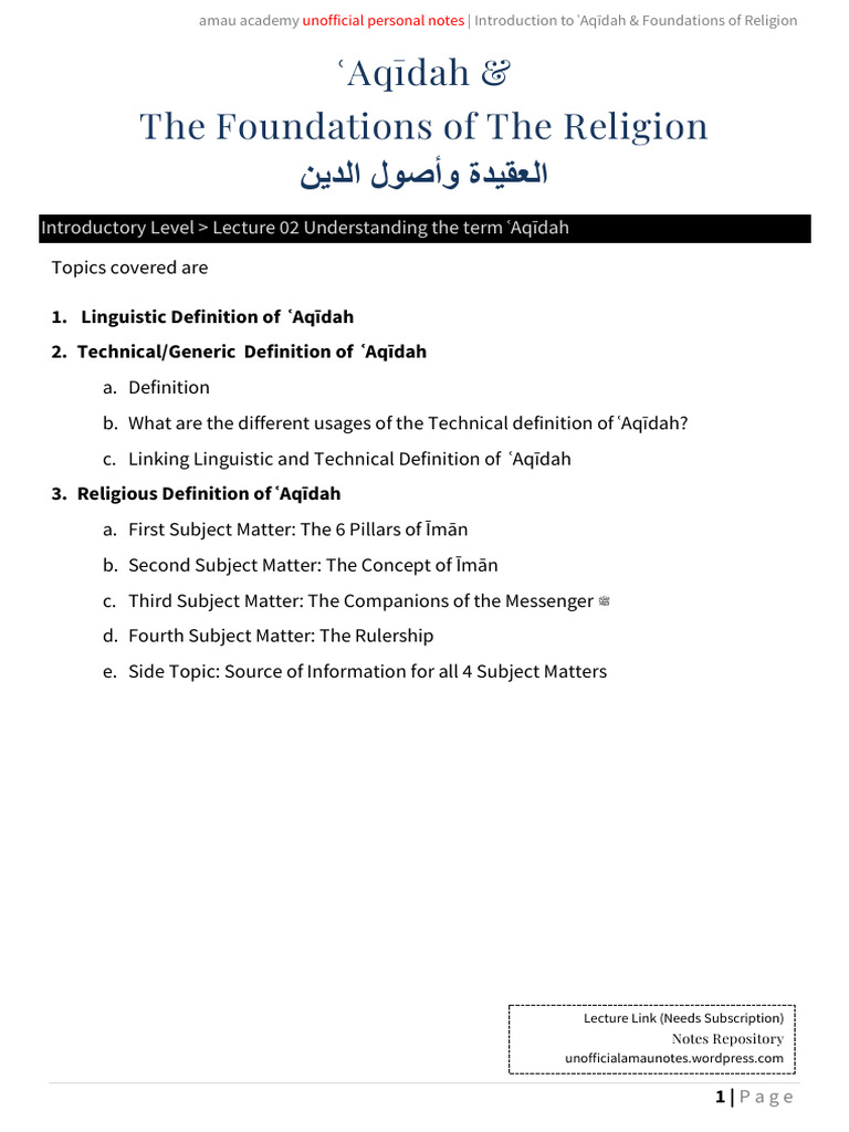 Understanding ʿAqīdah in Islam | PDF | Prophets And Messengers In Islam ...