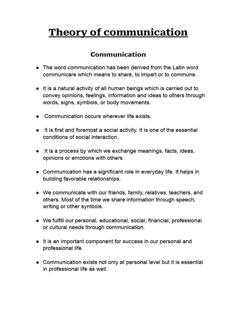 Understanding Communication Theory | PDF | Communication | Nonverbal ...