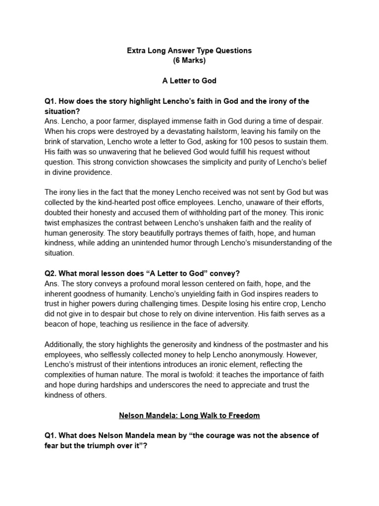 Long Answer Types Questions-1 | PDF | Courage | Faith