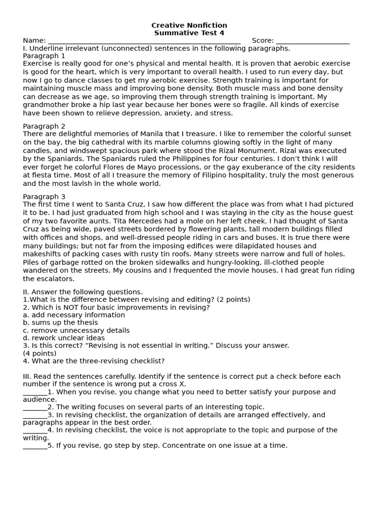 CNF - Summative Test 4 | PDF