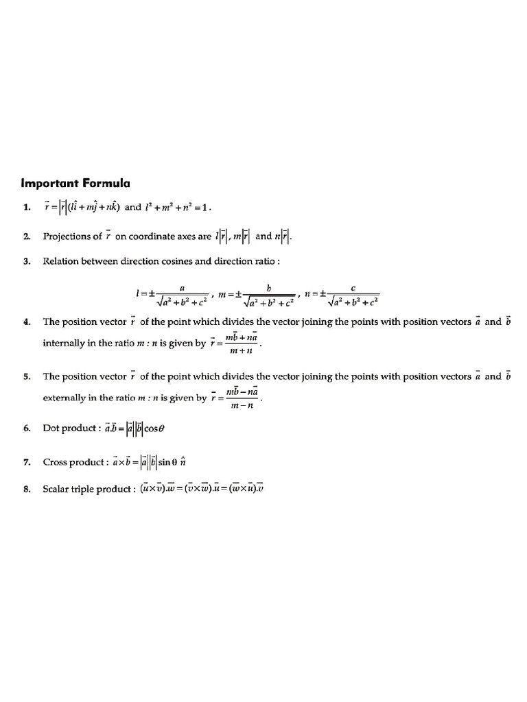 Vectors Formula | PDF