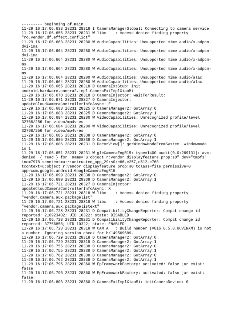 Camera and Audio Capabilities Log | PDF | Computing | Software