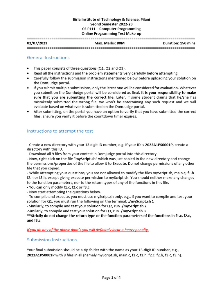 QuestionPaper MakeupCPLabTest | PDF | Computing | Software Engineering