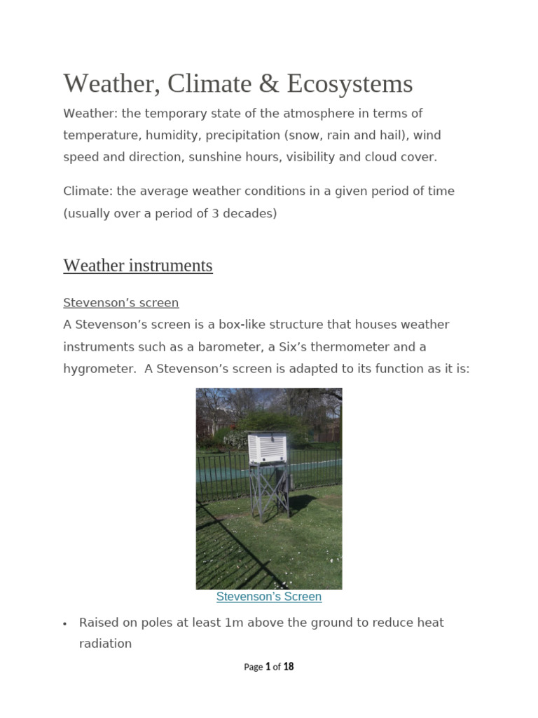 Understanding Weather Instruments and Climate | PDF | Cloud | Precipitation
