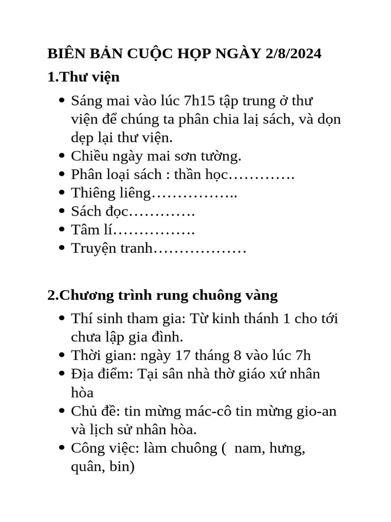 Biên Bản Cuộc Họp | PDF