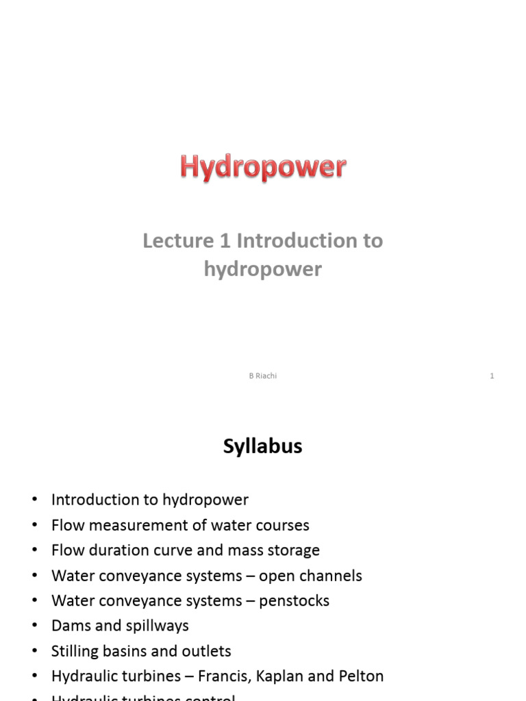 Hydropower Lecture 1 Introduction Pdf Hydroelectricity Power Station