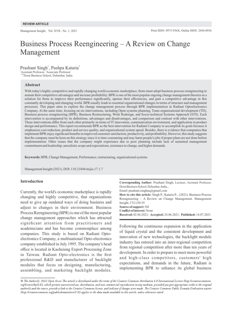 Business Process Reengineering Insights | PDF | Change Management ...