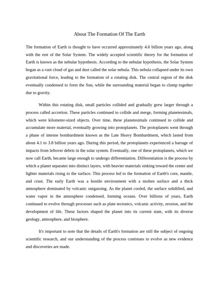 About The Formation of The Earth | PDF
