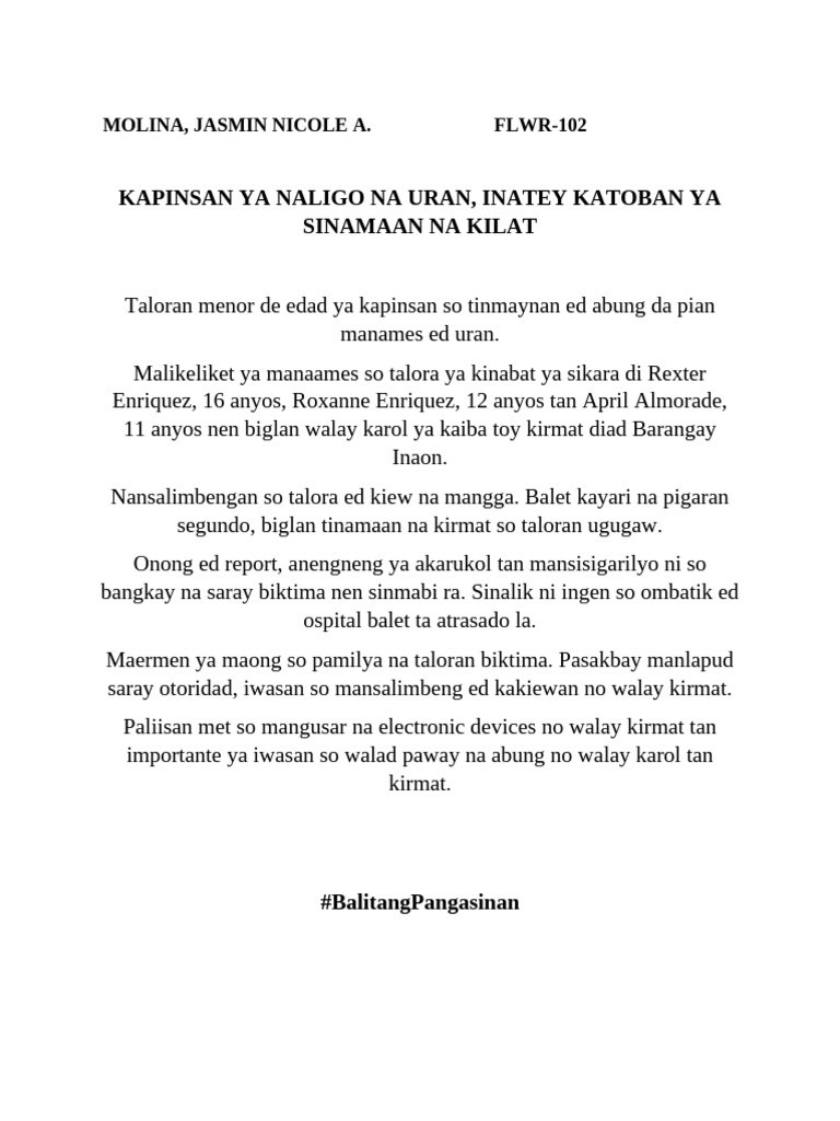 News Translate in Pangasinense | PDF