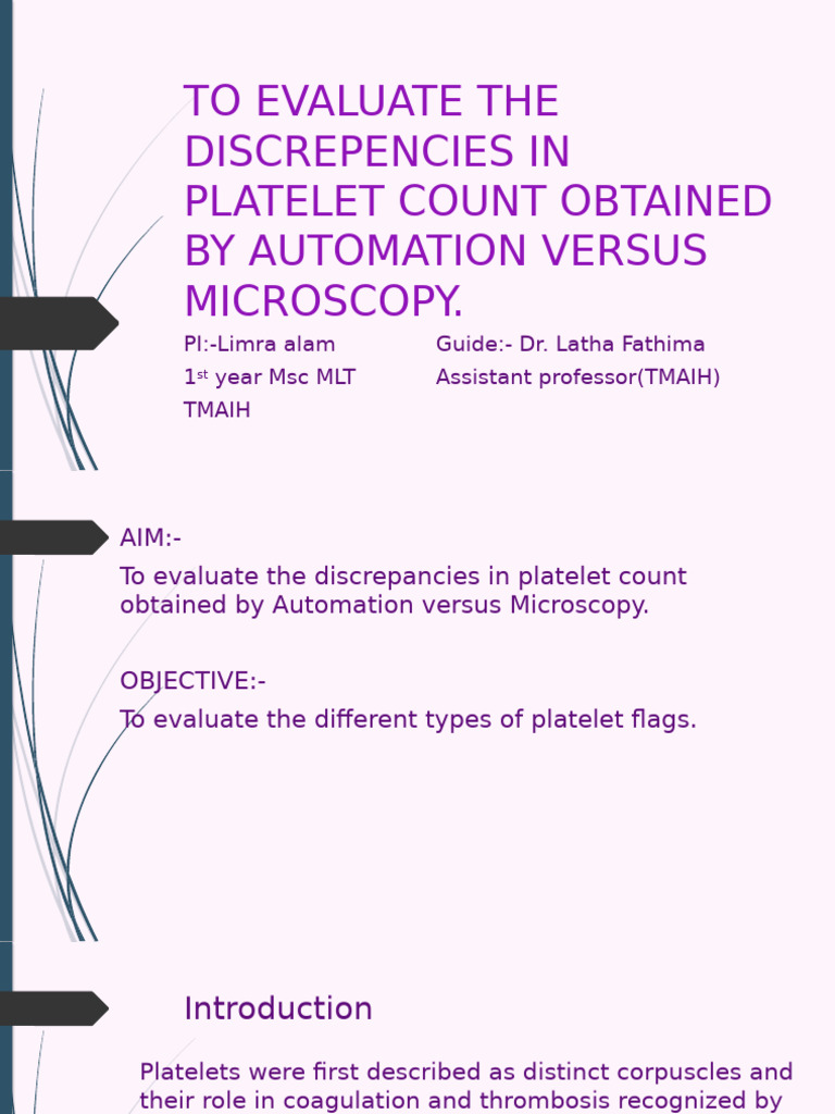 Platelet Count Discrepancies Study | PDF | Platelet | Blood
