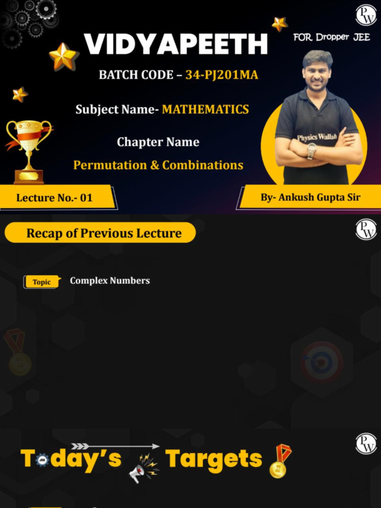 Permutation & Combinations - 01 - Class Notes - 34-PJ201MA | PDF