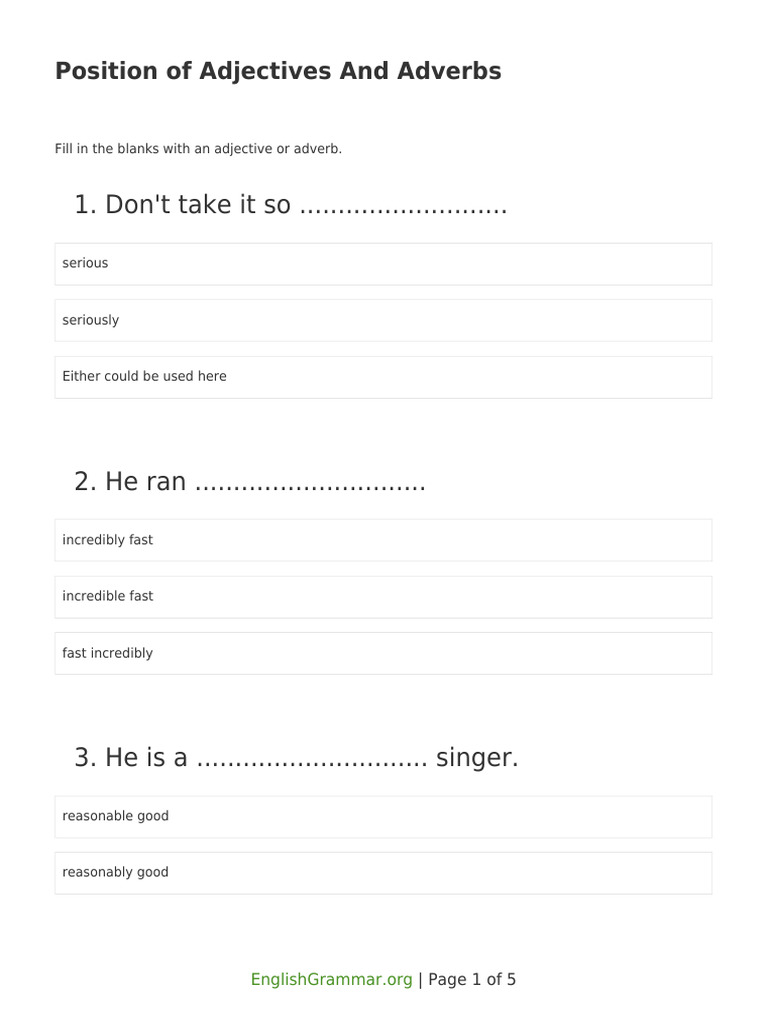 Adjective and Adverb Usage Guide | PDF