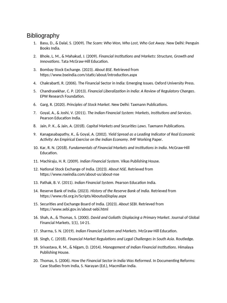 Bibliography of Indian Financial Literature | PDF