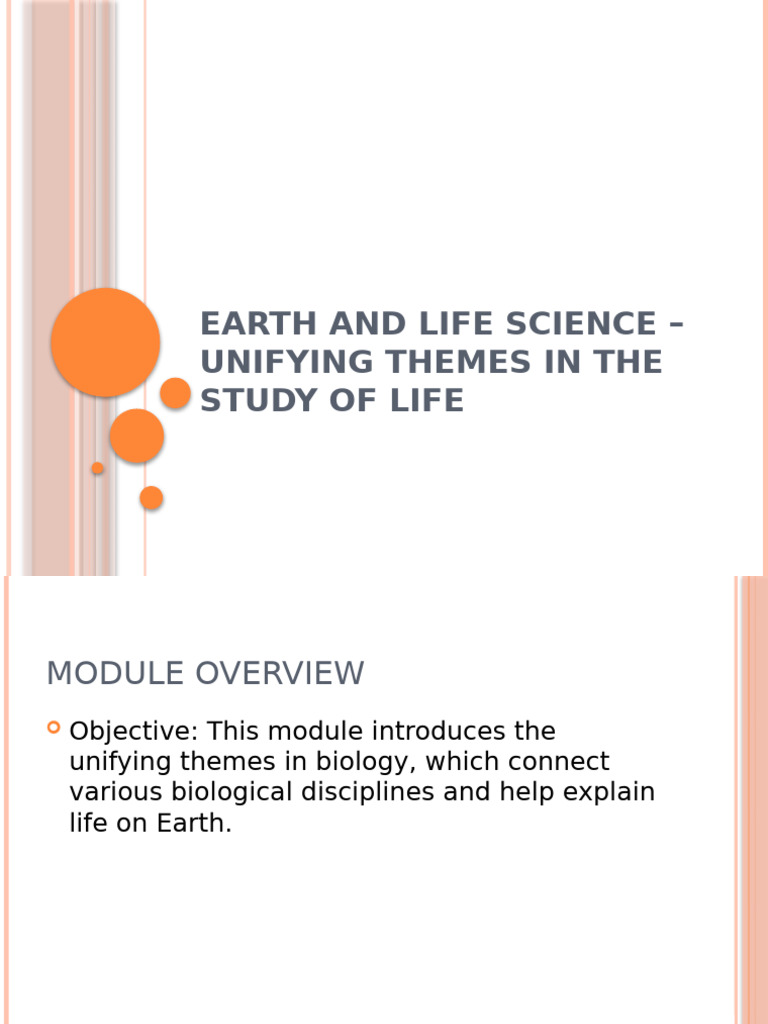 Lesson 3 The Origin of The First Life Forms Unifying Themes in The ...