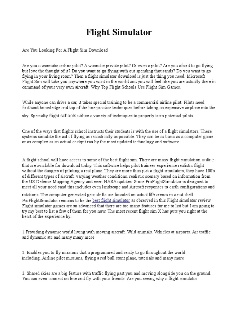 Flight Simulator | PDF