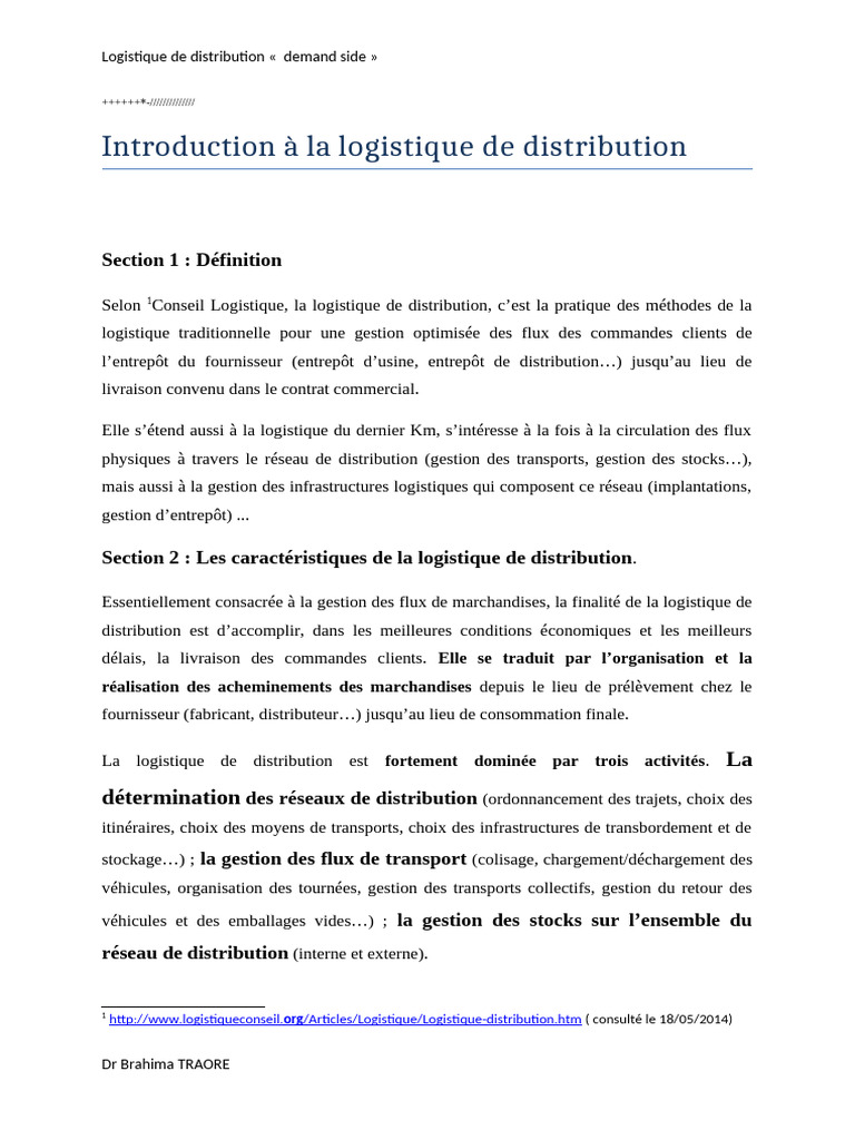 Logistique de Distribution : Enjeux et Défis | PDF | Logistique | Transport