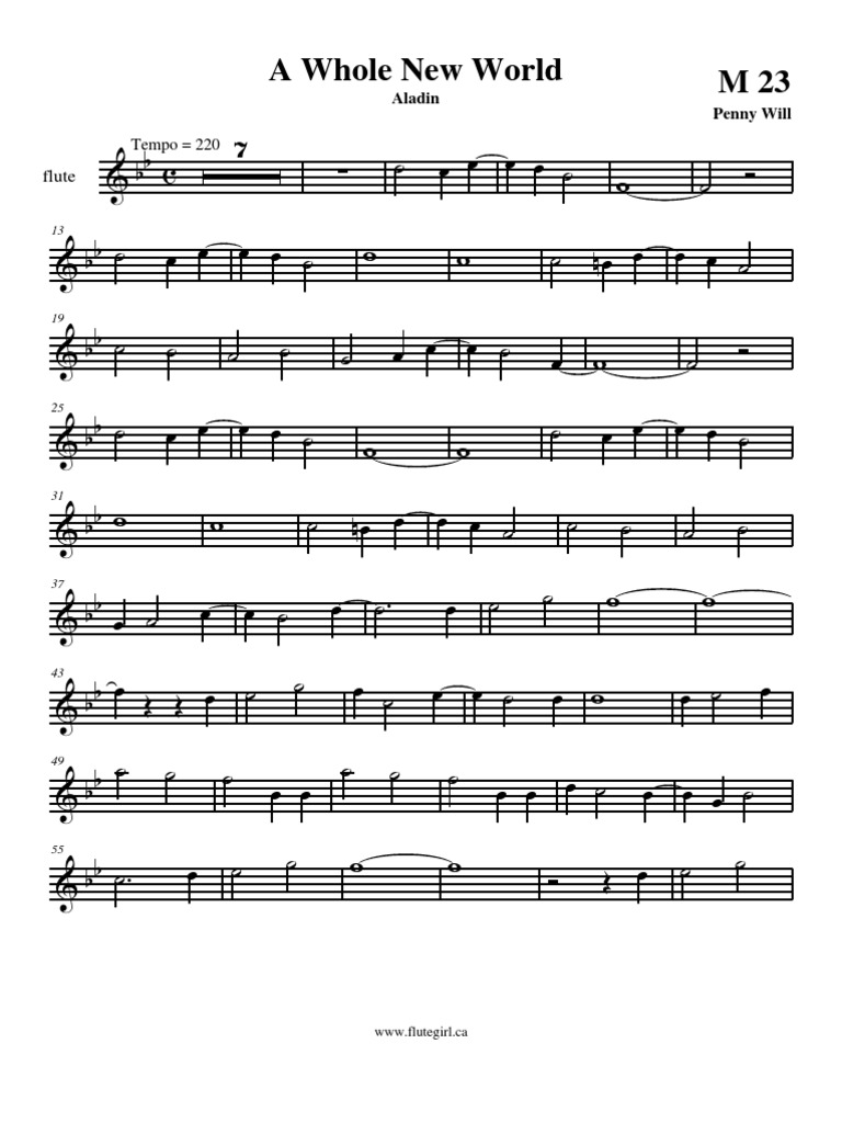 A Whole New World Flute PDF