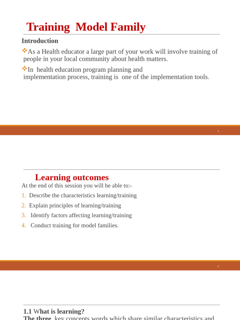 Health Education Training Guide | PDF | Learning | Evaluation