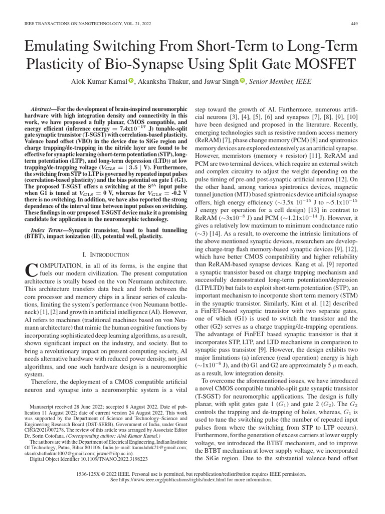 Emulating switching from short term to long term plasticity of bio