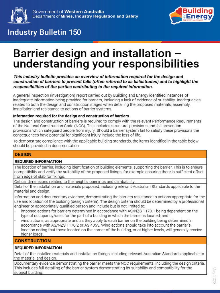 Barrier Design Responsibilities Overview | PDF | Regulatory Compliance ...
