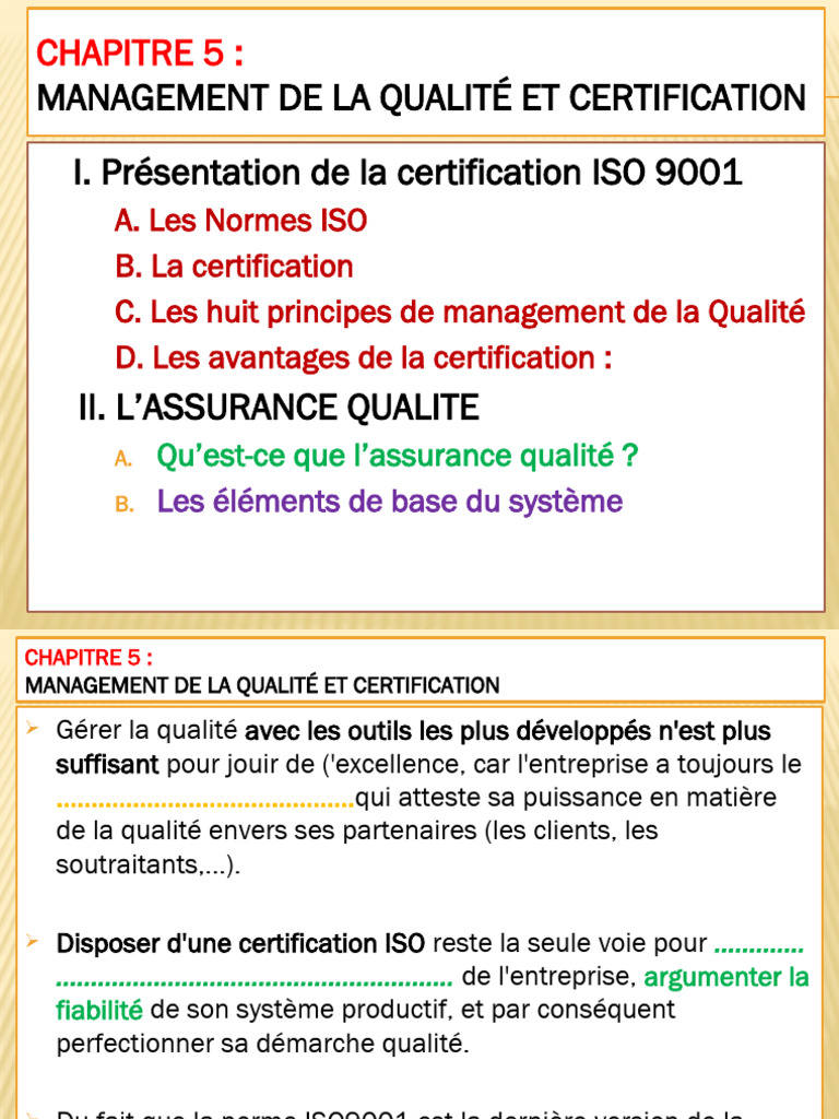 Certification ISO 9001 et Assurance Qualité | PDF | Management de la ...